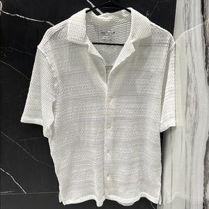 Zara Ivory Textured Button-Up Shirt